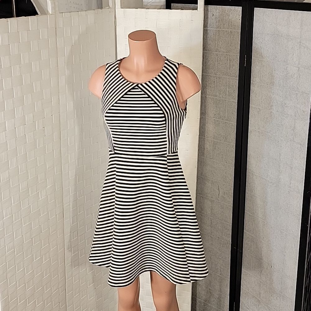 ATTENTION STRIPE SLEEVELESS ROUNDNECK MINI DRESS - Picture 10 of 12